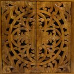 Lightroot Handcrafted Mango Wood Carved Sideboard | Rustic Storage Console- Wooden Slice - Image 5