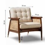 Lusso Armchair – Sheesham Wood Rattan Cane Chair | Solid Wood Lounge Chair with Cushioned Comfort - Image 7