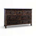 Storra Hand-Carved 7 Drawer Chest of Drawers Wooden (Distressed Brown) - Image 2
