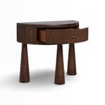 CozyEdge Handcrafted Sheesham Wood Fluted Bedside Table | Modern Half-Moon Nightstand- Wooden Slice - Image 3