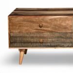 Nestova Mango Wood TV Unit with Patterned Drawers | Boho Media Console (55 Inch) - Image 3