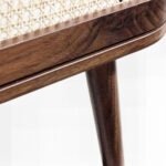 Streamza Sheesham Wood Rattan TV Unit | Mid-Century Modern Media Console- Wooden Slice - Image 4