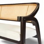 Benchly Wooden Bench with Rattan Weaving – Wooden Slice - Image 5