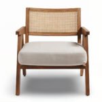 Sitnest Sheesham Wood Rattan Armchair – Handcrafted Mid-Century Style - Image 2