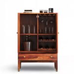Barbloom Wooden Bar Cabinet with Cane Doors in Solid Sheesham Wood(Honey Finish) - Image 4