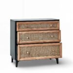 Havenwood Mango Wood & Rattan Chest of Drawers | 3-Drawer Storage Cabinet- Wooden Slice - Image 4