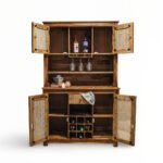 Driftbar Handcrafted Sheesham Wood Cane Bar Cabinet | Rustic Modern Home Bar Unit - Image 2
