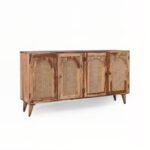 Stowlyn Handcrafted Mango Wood & Cane Sideboard | Arched Storage Credenza- Wooden Slice - Image 3