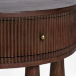 CozyEdge Handcrafted Sheesham Wood Fluted Bedside Table | Modern Half-Moon Nightstand- Wooden Slice - Image 4