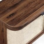 Streamza Sheesham Wood Rattan TV Unit | Mid-Century Modern Media Console- Wooden Slice - Image 5