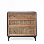 Havenwood Mango Wood & Rattan Chest of Drawers | 3-Drawer Storage Cabinet- Wooden Slice - Image 2