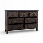Storra Hand-Carved 7 Drawer Chest of Drawers Wooden (Distressed Brown) - Image 3