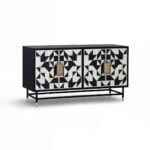 Bonecraft Bone Inlay Sideboard – Handcrafted Mango Wood Geometric Pattern Buffet Cabinet - Image 3