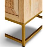 BedBuddy Handcrafted Sheesham Wooden Bedside Table with Cane Drawers | Modern Nightstand- Wooden Slice - Image 4