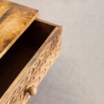 SideNest Handcrafted Sheesham Wood Carved Bedside Table | Bohemian Nightstand- Wooden Slice - Image 5
