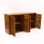 Lightroot Handcrafted Mango Wood Carved Sideboard | Rustic Storage Console- Wooden Slice - Image 2