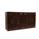 Nuttiera Handcrafted Mango Wood Carved Sideboard | Traditional Storage Console- Wooden Slice - Image 3