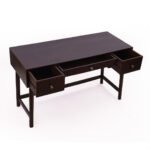 Mocharve Sheesham Wood Study Table with 3 Drawers - Dark Walnut Finish Writing Desk- Wooden Slice - Image 4