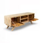 WoodenView Sheesham Wood Carved TV Unit | Bohemian Media Console with Drawers - Image 4