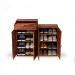ShoeNest Handcrafted Sheesham Wood Shoe Rack Cabinet | Louvered Door Storage Unit – Wooden Slice - Image 5