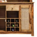 Driftbar Handcrafted Sheesham Wood Cane Bar Cabinet | Rustic Modern Home Bar Unit - Image 6