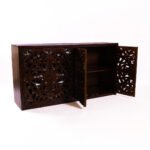 Nuttiera Handcrafted Mango Wood Carved Sideboard | Traditional Storage Console- Wooden Slice - Image 4