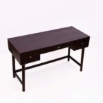 Mocharve Sheesham Wood Study Table with 3 Drawers - Dark Walnut Finish Writing Desk- Wooden Slice - Image 3