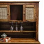 Driftbar Handcrafted Sheesham Wood Cane Bar Cabinet | Rustic Modern Home Bar Unit - Image 7