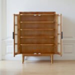 Stepra Handcrafted Mango Wood & Cane Shoe Cabinet | Tall Entryway Storage - Image 6