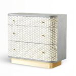 Chestsage Geometric Bone Inlay Mango Wood Chest Of Drawer- Wooden Slice - Image 4