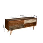 Nestova Mango Wood TV Unit with Patterned Drawers | Boho Media Console (55 Inch) - Image 5
