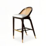 wooden cane bar chair with sheesham wood frame and cane backrest – Sitro bar stool by Wooden Slice