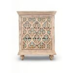 Distressed white wooden chest of drawers handcrafted from solid mango wood