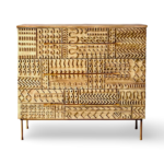 Hand-carved mango wood chest of drawers with natural finish – 6-drawer pre-assembled storage unit by Wooden Slice