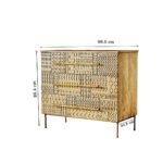 Rootbox Hand-Carved 3 Drawers Wooden Chest of Drawers | Tribal Geometric Pattern - Image 4