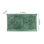 Handcrafted mango wood carved sideboard with distressed green finish