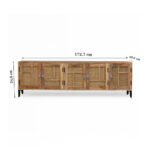 Stellon Handcrafted Sheesham Wooden TV Unit with Four Storage Cabinets and Cane Panel Doors – Solid Wood Media Console