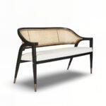 Benchly Wooden Bench with Rattan Weaving – Wooden Slice - Image 3