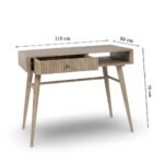 Deskara mango wood study table with fluted drawer and open shelf
