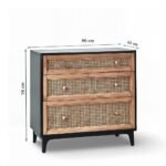 Havenwood Mango Wood & Rattan Chest of Drawers | 3-Drawer Storage Cabinet- Wooden Slice - Image 5