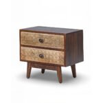 Mysa Handcrafted Mango Wood Carved Bedside Table | Rustic Farmhouse Nightstand - Image 3