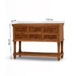 Oaklyn wooden chest of drawers in solid Sheesham wood with carved elephant panels