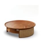 Cafra Handcrafted Mango Wood & Cane Round Coffee Table | Bohemian Center Table- Wooden Slice - Image 4