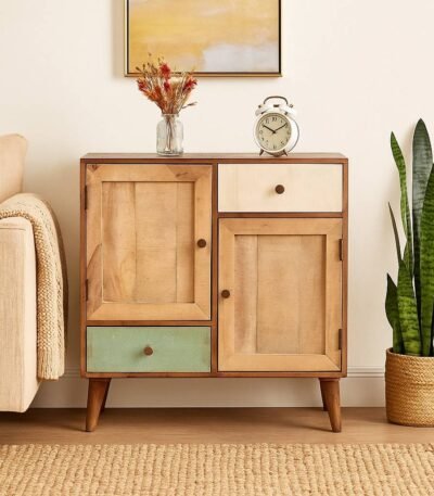 Furniq Solid Mango Wood Cabinet by Wooden Slice – Handcrafted Mango Wood Sideboard