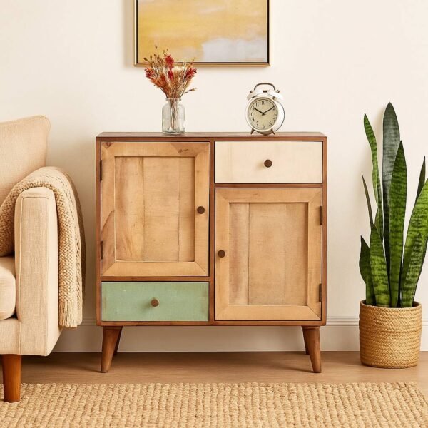 Furniq Solid Mango Wood Cabinet by Wooden Slice – Handcrafted Mango Wood Sideboard