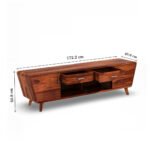 Viewlen Sheesham Wood TV Unit - Mid-Century Modern Media Console with Storage (67 Inch) - Image 5