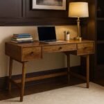 Duskwrit Solid Wood Study Table in Sheesham Wood – Natural Finish- Wooden Slice