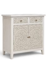 Florin Hand Carving Sideboard – Handcrafted Sheesham Wood White Carved Cabinet