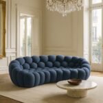 Unique Bubble Design Lounger Sofa in Deep Blue Fabric