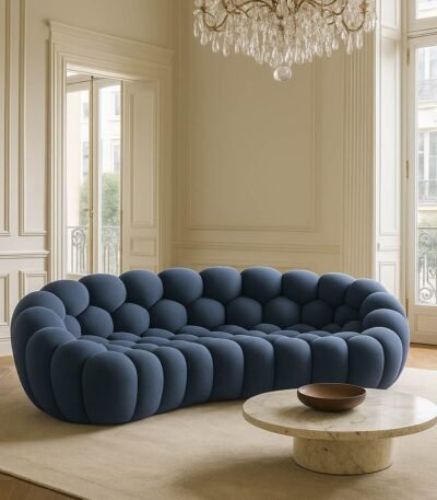 Unique Bubble Design Lounger Sofa in Deep Blue Fabric
